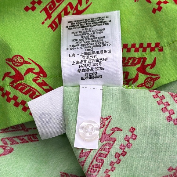 Disney “Pizza Planet” Green button-up Short Sleeve Shirt | Size: S - Picture 7 of 9